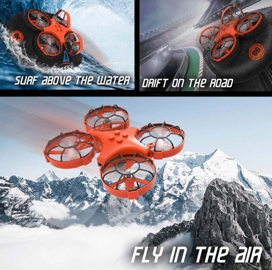 3-in-1 RC Hovercraft Mini Drone – Water, Land & Air Remote Control Toy