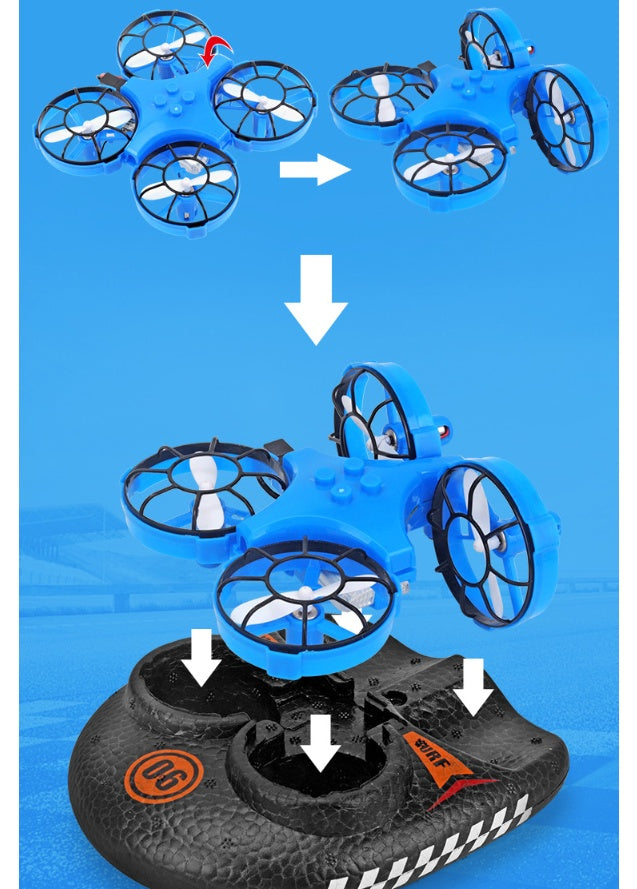 3-in-1 RC Hovercraft Mini Drone – Water, Land & Air Remote Control Toy