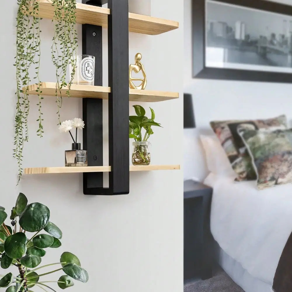 Modern Pine Wood Wall Mounted Floating Shelves