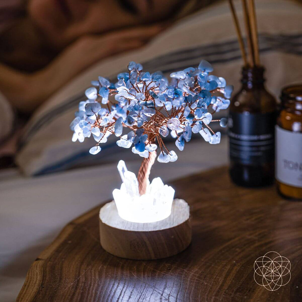 Guardian Angel Aquamarine Crystal Lamp – Healing Protection Light
