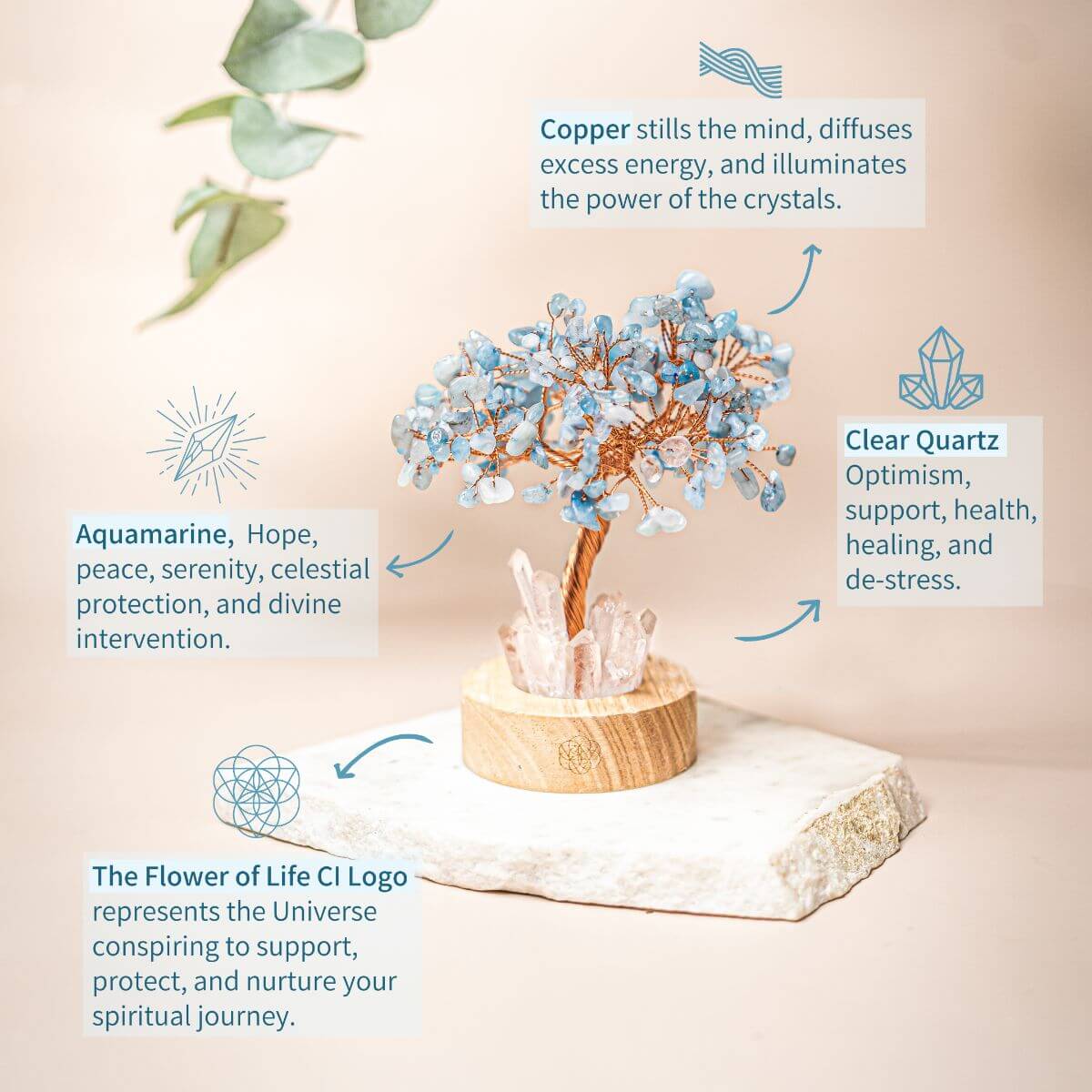 Guardian Angel Aquamarine Crystal Lamp – Healing Protection Light