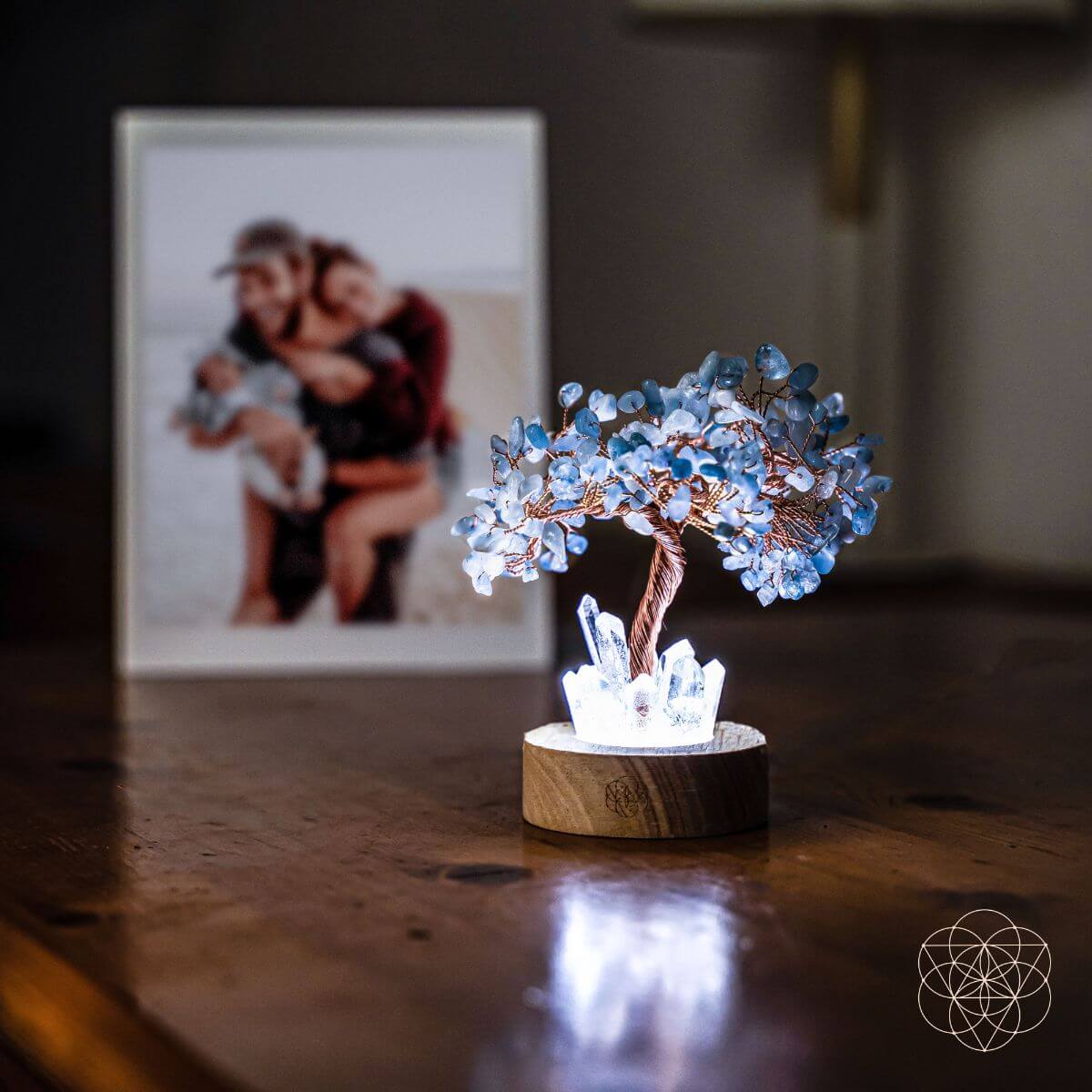 Guardian Angel Aquamarine Crystal Lamp – Healing Protection Light