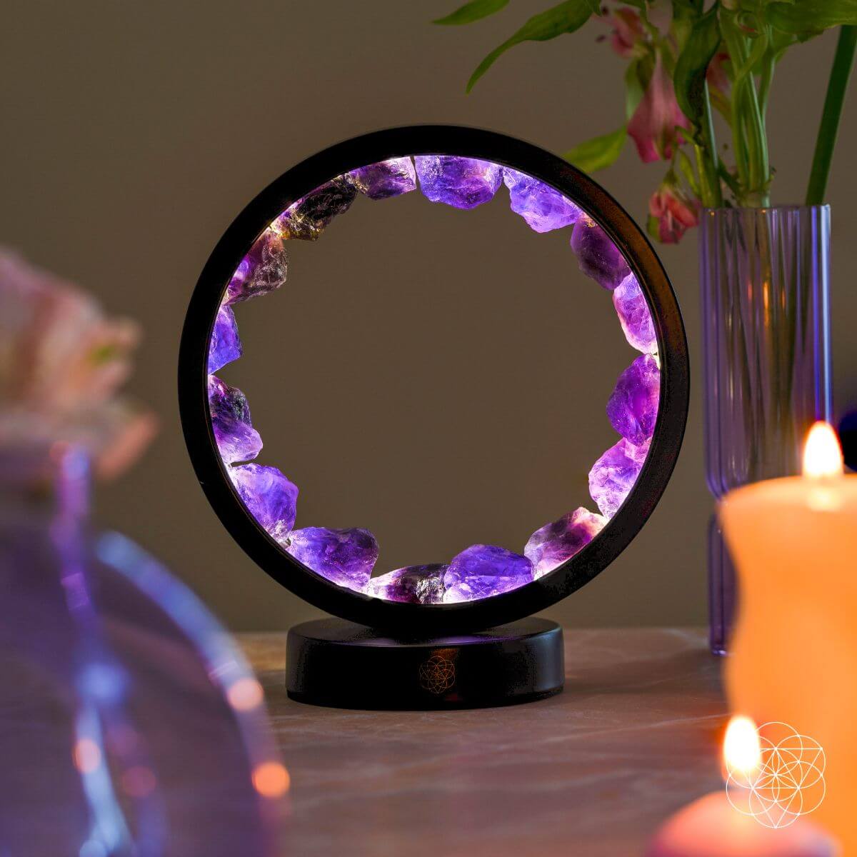Amethyst Halo Lamp – Spiritual Protection & Healing Crystal Light