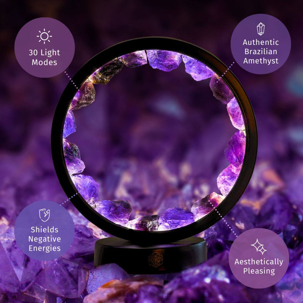 Amethyst Halo Lamp – Spiritual Protection & Healing Crystal Light