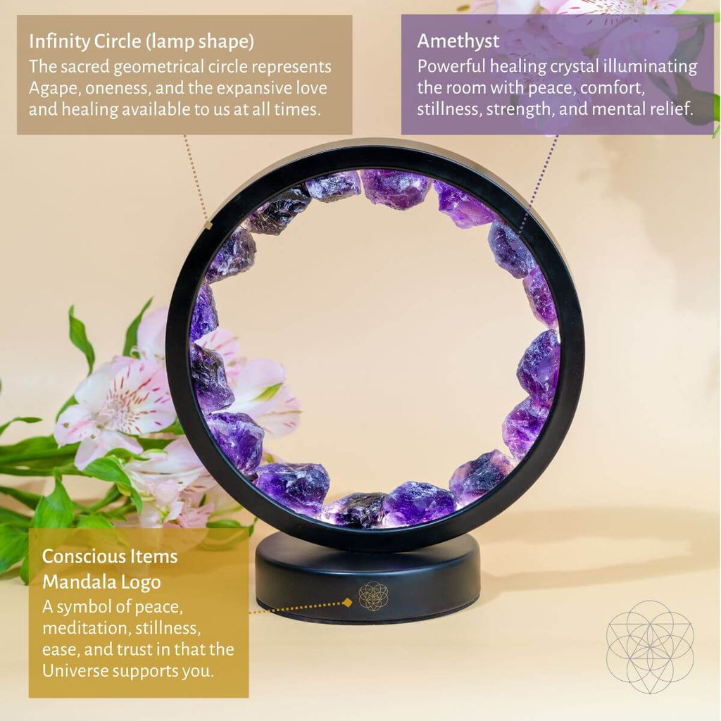 Amethyst Halo Lamp – Spiritual Protection & Healing Crystal Light