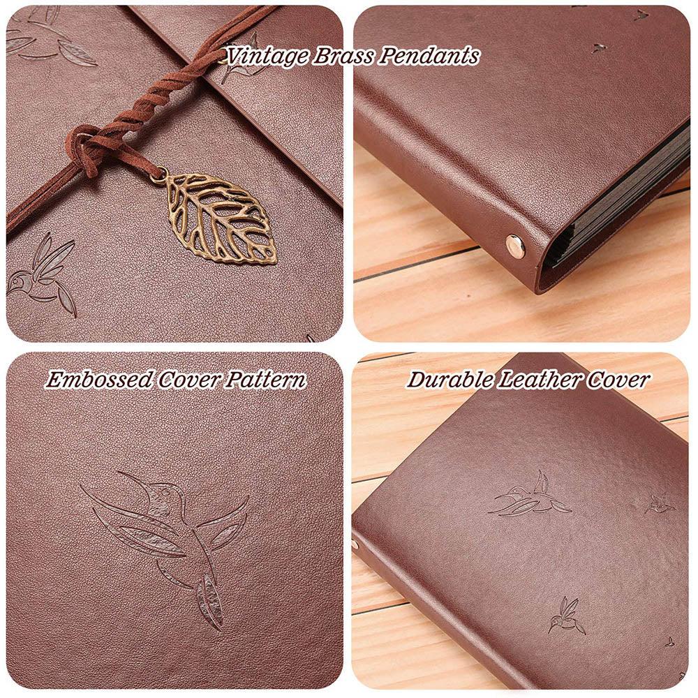 Photo Album Vintage Leather Scrapbook Wedding Guest DIY Memories Book Refillable Black Pages Birthday Gift Home Decor House Decoration DIY Memorable Gifts For Loved Ones